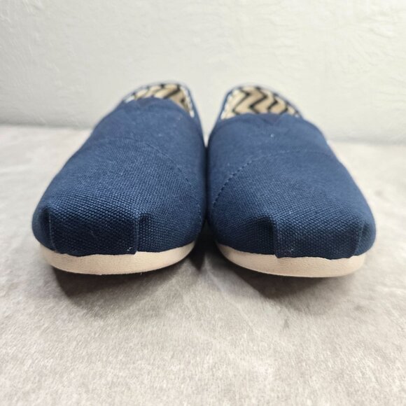 Toms Alpargata Slip On Shoes Canvas Navy Blue Minimalist Comfort Flats Size 9.5 - Picture 4 of 11